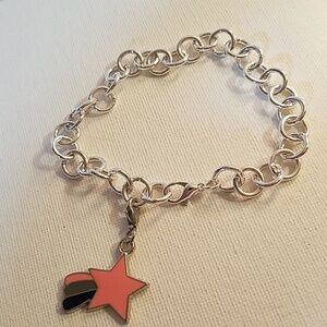 Shooting Star Silver Tone Charm Bracelet 9"